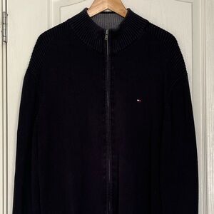 Tommy Hilfiger Men's Zip-Up Sweater XL - Classic Minimalist Knit Cardigan,